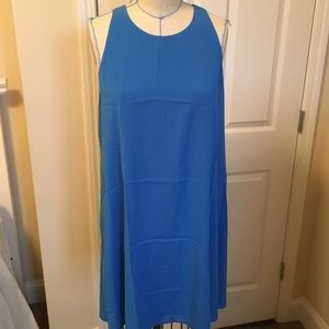 Silk pleated crossover back swing dress